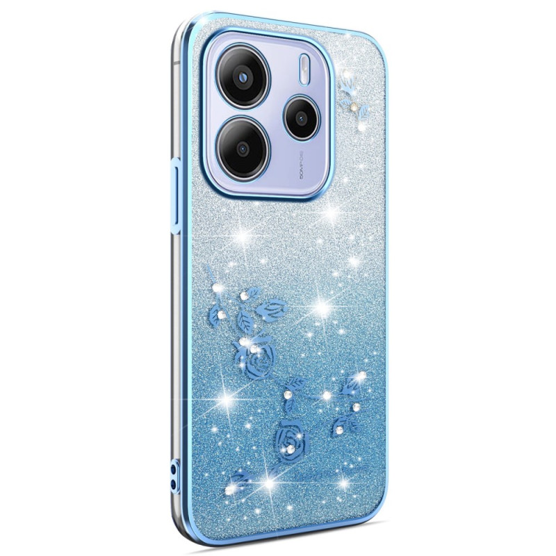 Cover voor Xiaomi Redmi Note 14 4G Kleurverloop Bloemen Glitter