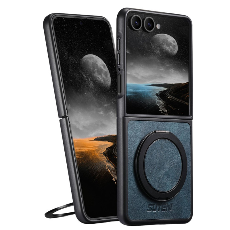 Samsung Galaxy Z Flip 7 Compatibel Hoesje MagSafe Leren Effect SUTENI Ring-Support
