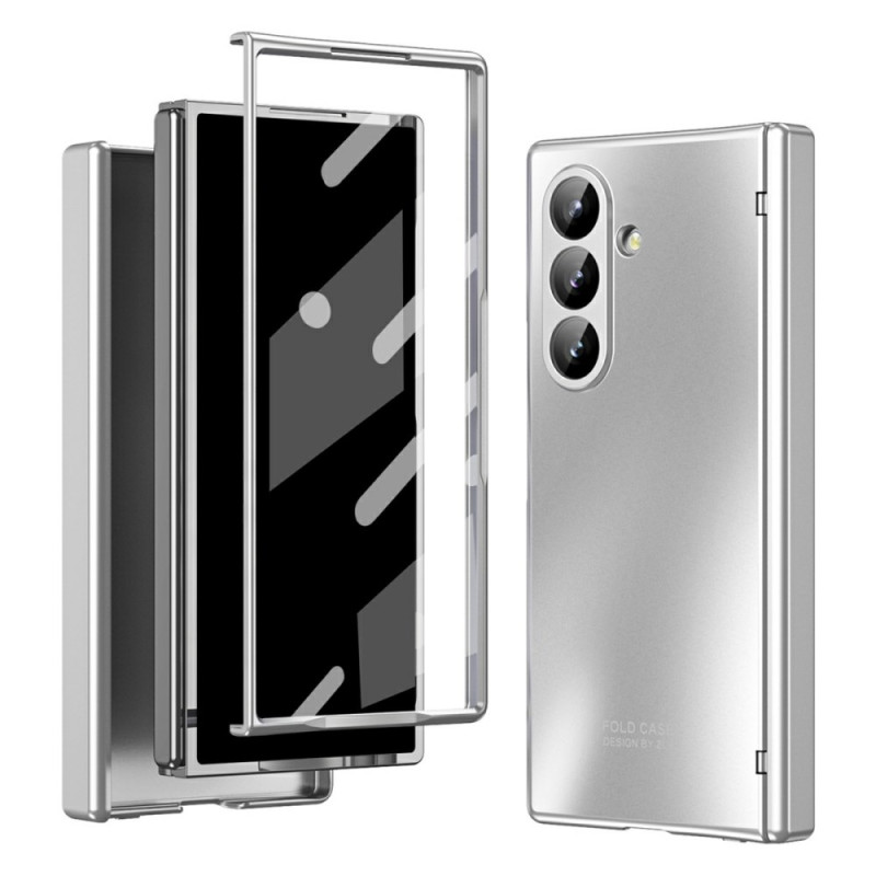 Samsung Galaxy Z Fold 7 Metalen Effect Hoesje met Beschermende Schermfolie