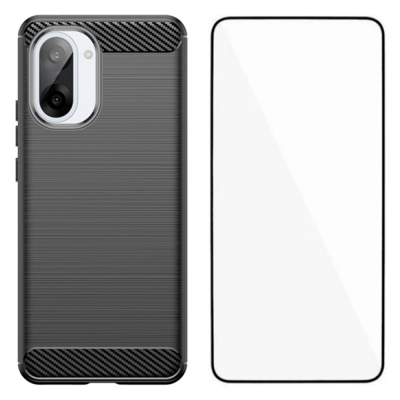 OnePlus Nord CE 5 Geborsteld Koolstofvezel Hoesje met Screen Protector