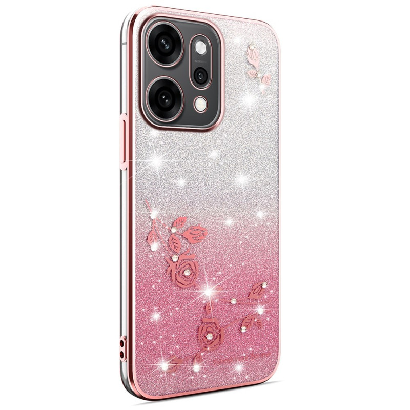 Oppo Reno 14 5G Etui Bloemen en Strass steentjes