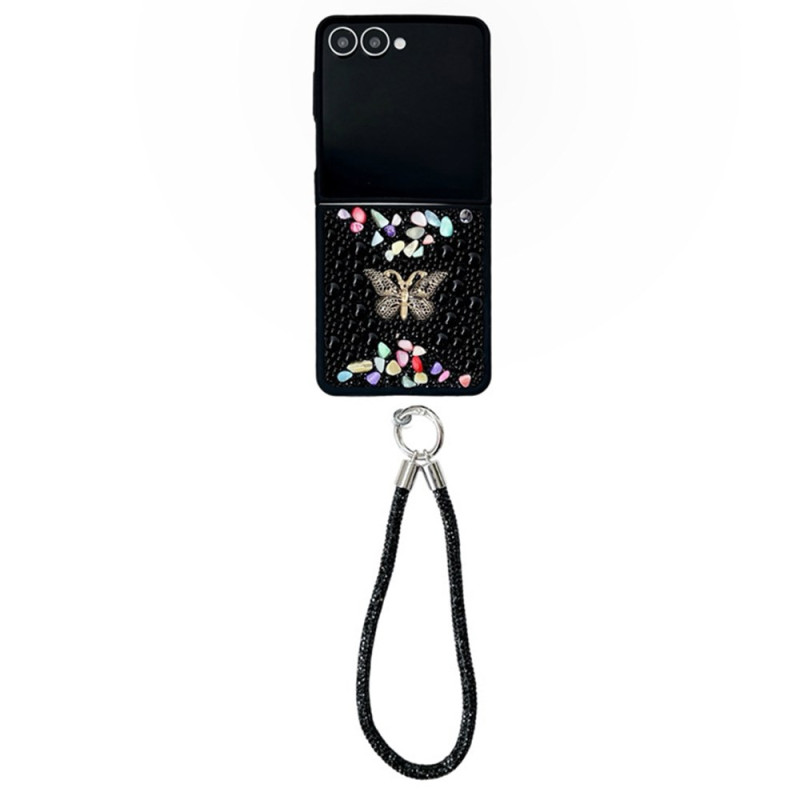 Coque Samsung Galaxy Z Flip 7 Design Paillettes et Dragonne