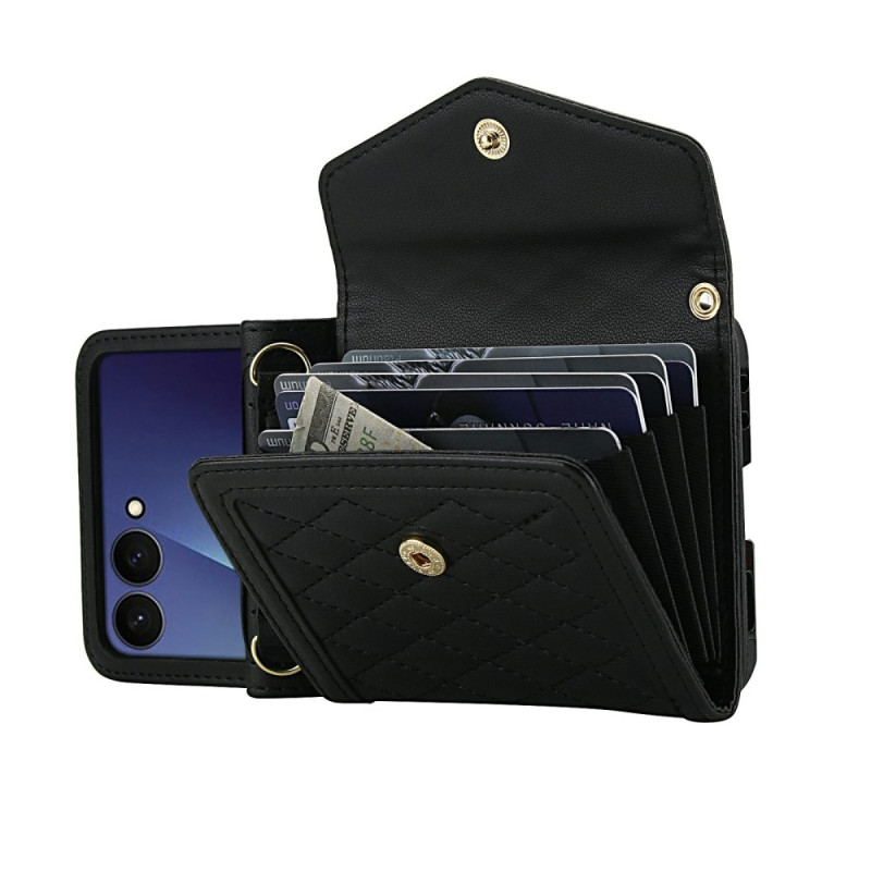 Coque Samsung Galaxy Z Flip 7 5G Porte-Cartes Matelassé et Breandouliè