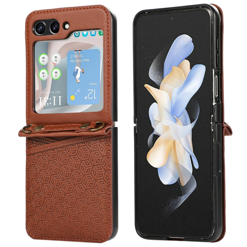 Coque Samsung Galaxy Z Flip 7 Porte-Cartes Design Rhombique