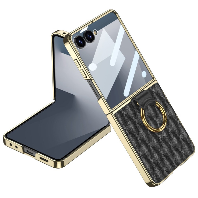 Coque Samsung Galaxy Z Flip 7 Design Matelassé avec Anneau-Support