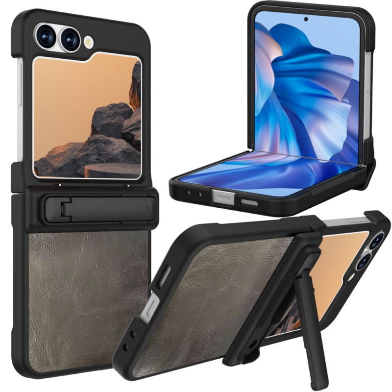 Samsung Galaxy Z Flip 7 FE / Z Flip 6 Lederen Effect Vintage Ondersteuning hoesje