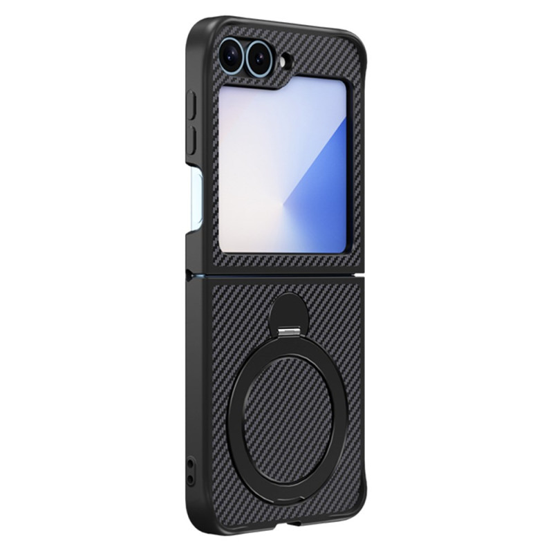 Samsung Galaxy Z Flip 7 FE / Z Flip 6 Hoesje Koolstofvezel Ontwerp Magnetische Houder