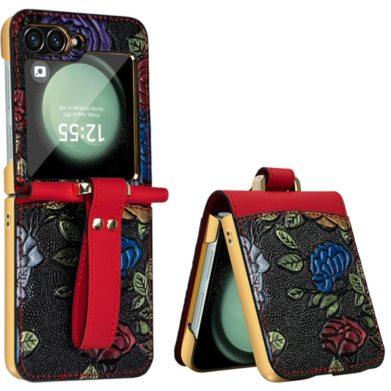 Samsung Galaxy Z Flip 7 FE Etui / Z Flip 6 Schouderbandje Bloemen Ontwerp