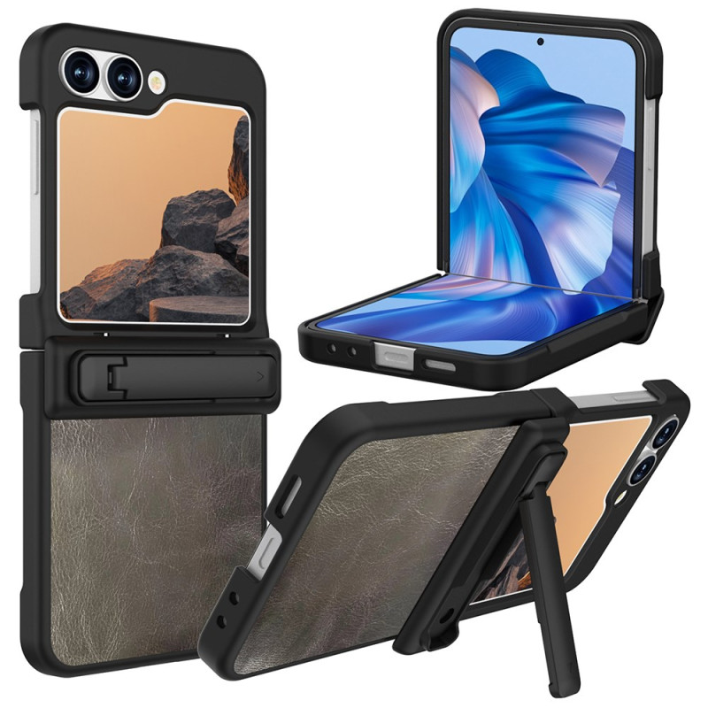 Samsung Galaxy Z Flip 7 FE / Z Flip 6 Lederen Hoesje met Standaard