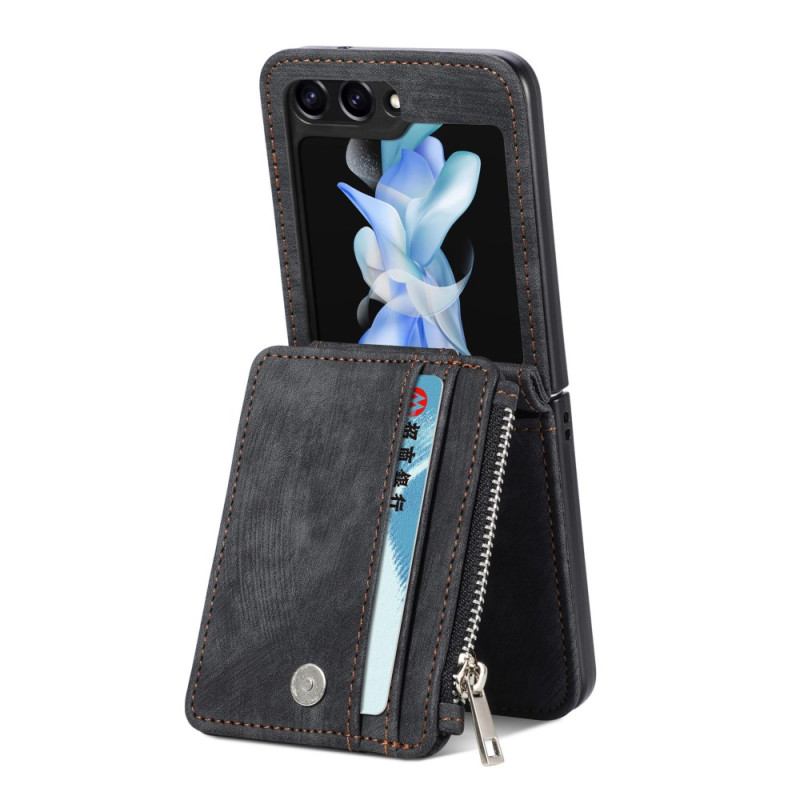 Hoesje Samsung Galaxy Z Flip 7 FE / Z Flip 6 Retro Ondersteuning en Ritssluitingskaarthouder