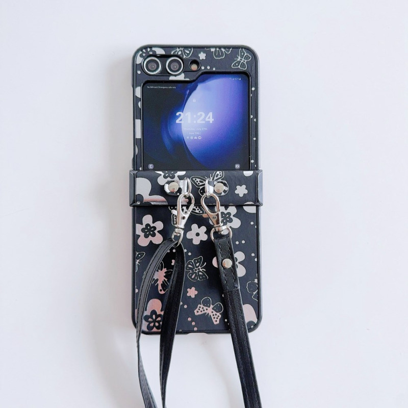 Hoesje Samsung Galaxy Z Flip 7 FE / Z Flip 6 Floral met schouderband