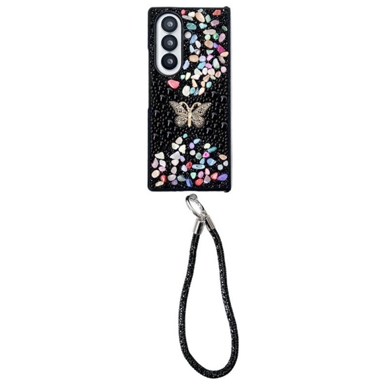 Samsung Galaxy Z Fold 7 Vlinder Strass hoesje met riempje