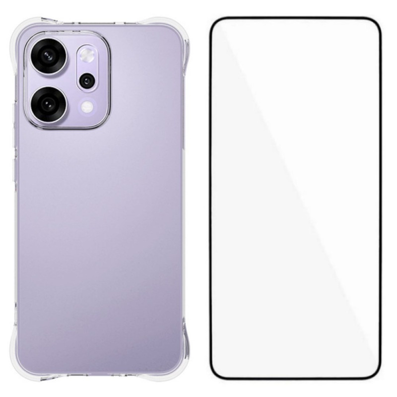 Oppo Reno 14 Pro 5G transparante behuizing met gehard glazen screenprotector

