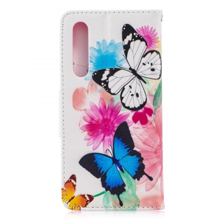 Hoes Huawei P30 Beschilderde vlinders en bloemen