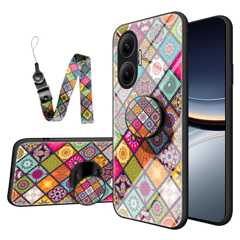 Poco F7 Hoesje Patchwork Steun en Koord