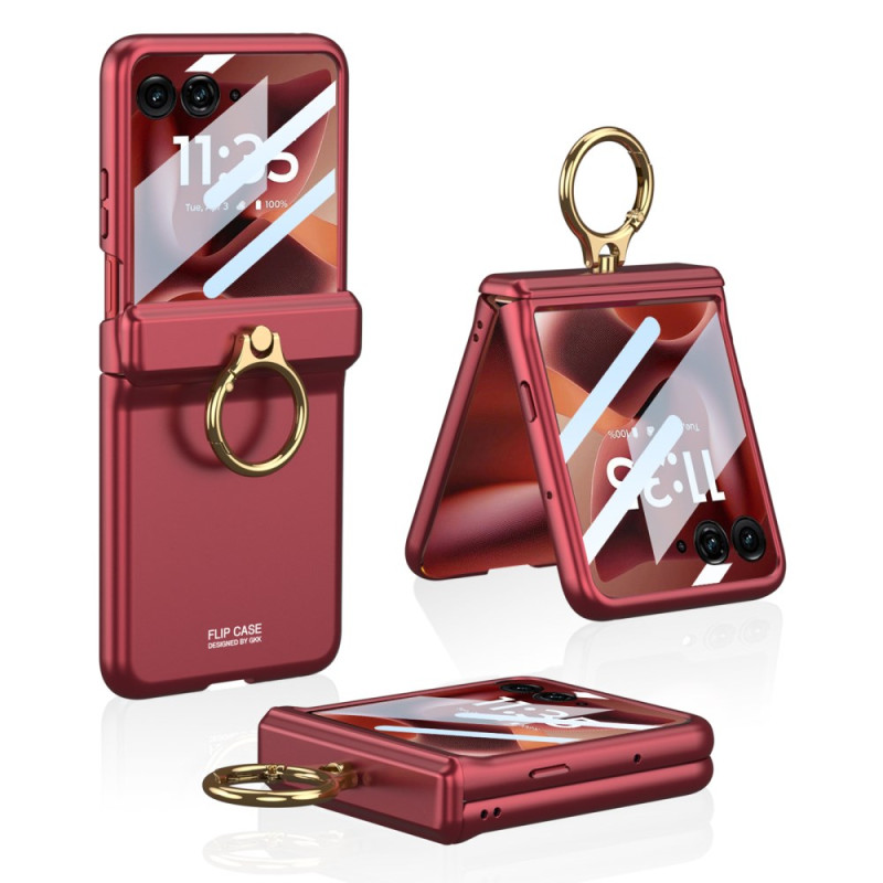 Beschermhoes Motorola Razr 60 Ultra Lederen Effect Ring-Support