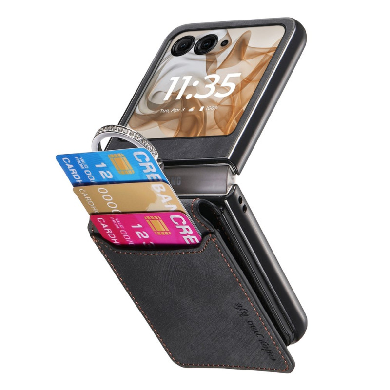 Hoes Motorola Razr 60 Style Suède Hoesje en Kaarthouder