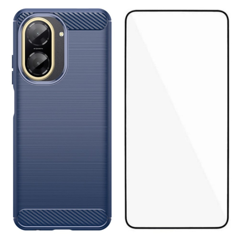 Xiaomi Redmi A5 Geborsteld Koolstofvezel Hoesje met Screen Protector