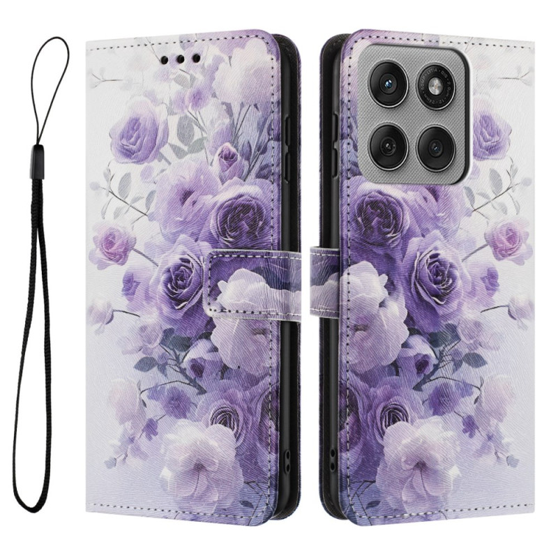 Hoesje Motorola Edge 60 Pro Paars Bloemen