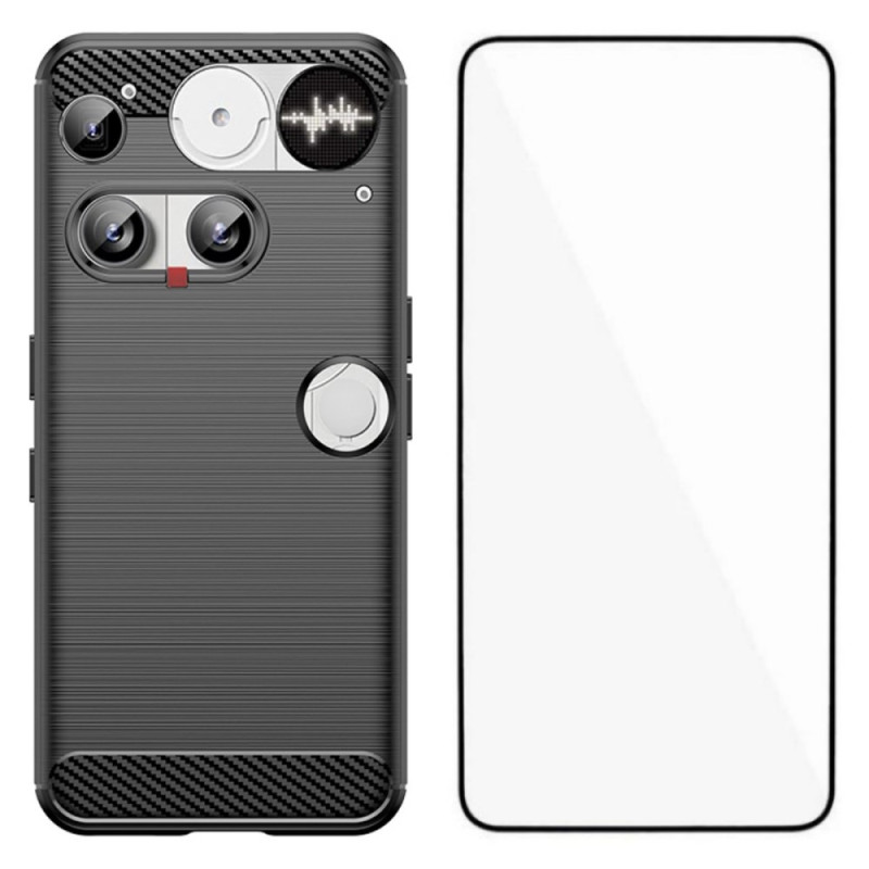 Nothing Telefoonhoesje (3) Geborsteld Koolstofvezel met Schermbeschermer