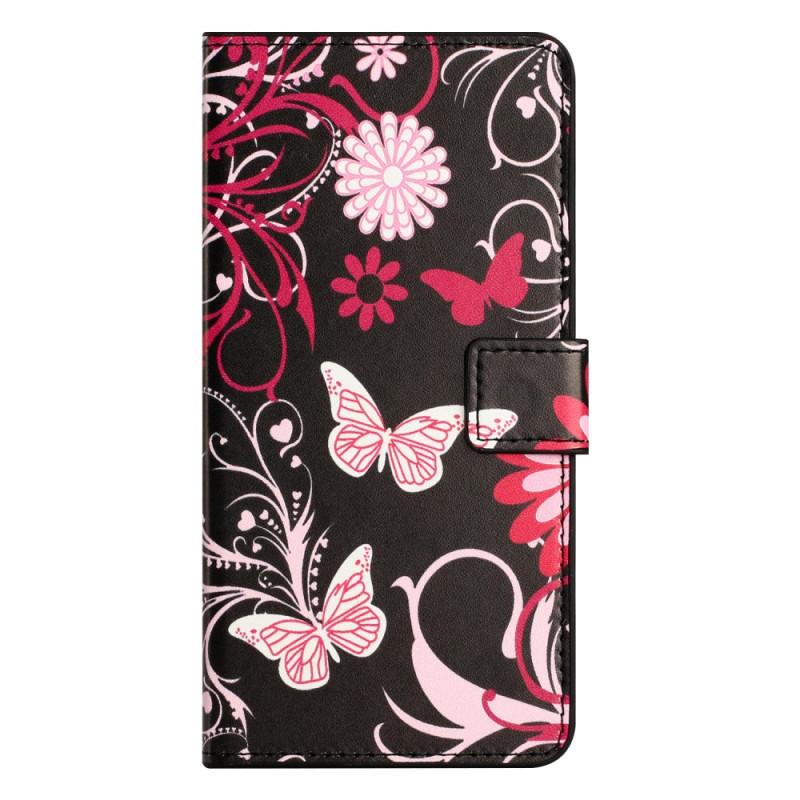 Samsung Galaxy S25 FE Etui Vlinders op zwarte achtergrond
