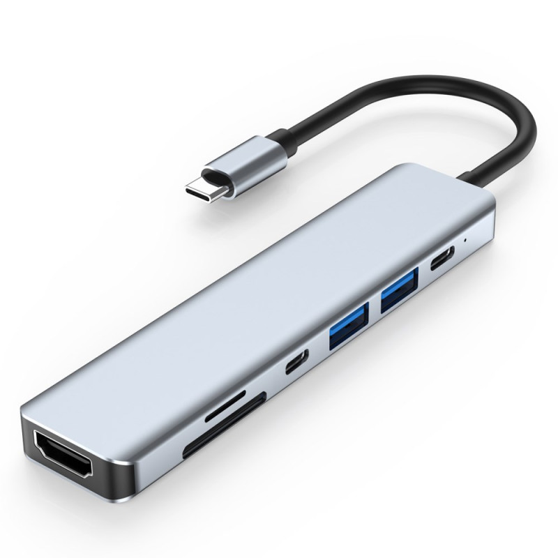 7-in-1 USB-C dockingstation: draagbare hub met meerdere poorten