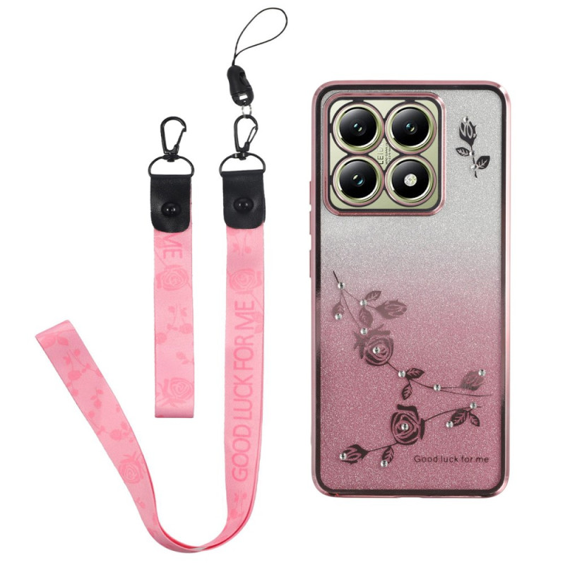 Xiaomi 14T Bloemen en Strass Riemen Hoesje KADEM