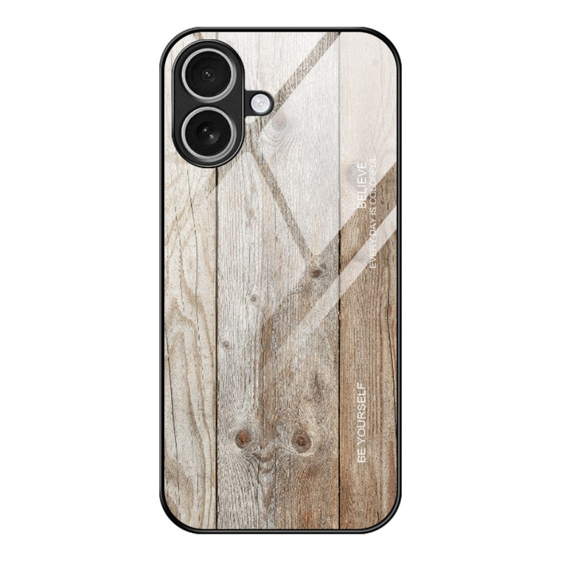 Hout effect gehard glas iPhone 17 hoesje