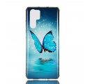 Huawei P30 Pro Vlinder Hoesje Blauw Fluoriserend