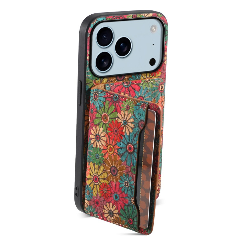 iPhone 17 Pro hoesje met bloemenpatroon en geïntegreerde standaard