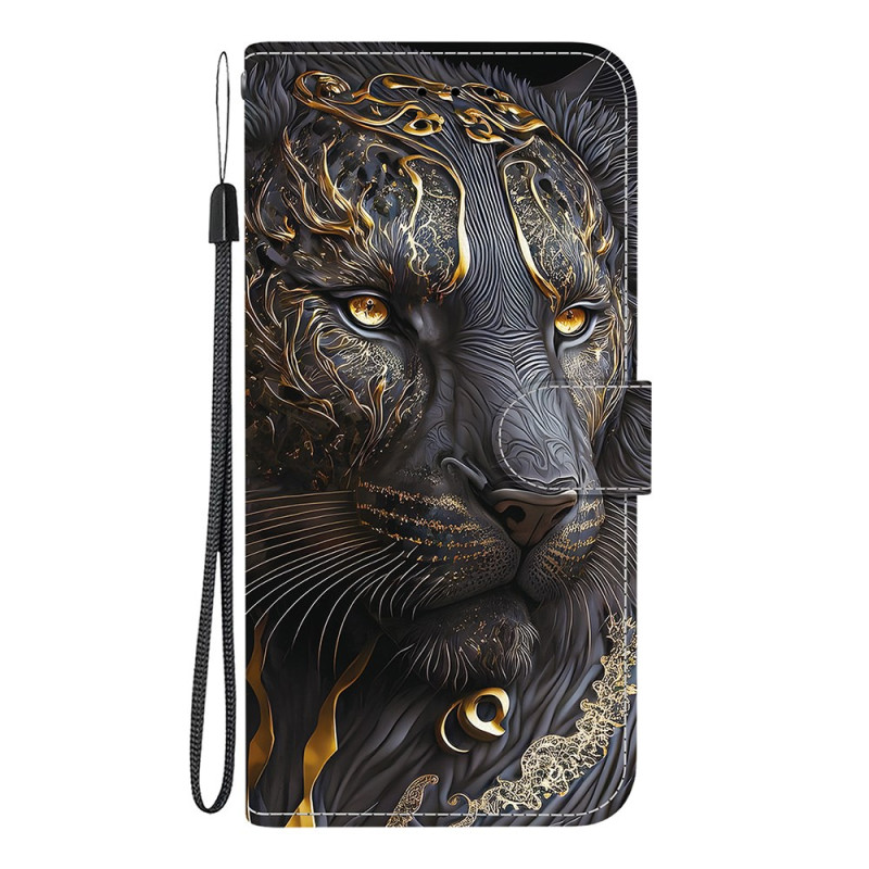 Samsung Galaxy A07 Lion Hoesje Zwart en Goud