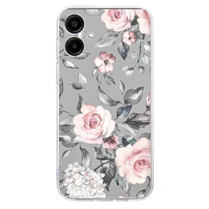 Samsung Galaxy A07 Hoesje Bloemenpatroon op Grijze Achtergrond