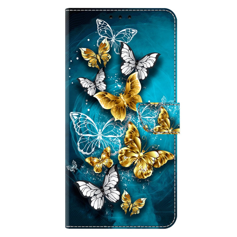 Samsung Galaxy A17 5G Hoesje Gouden Vlinders op Groene Achtergrond