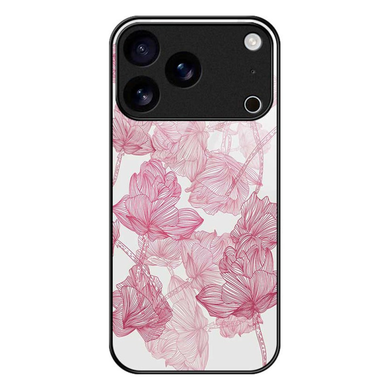 iPhone 17 Pro Max Gehard Glazen Hoesje Floralie Roze