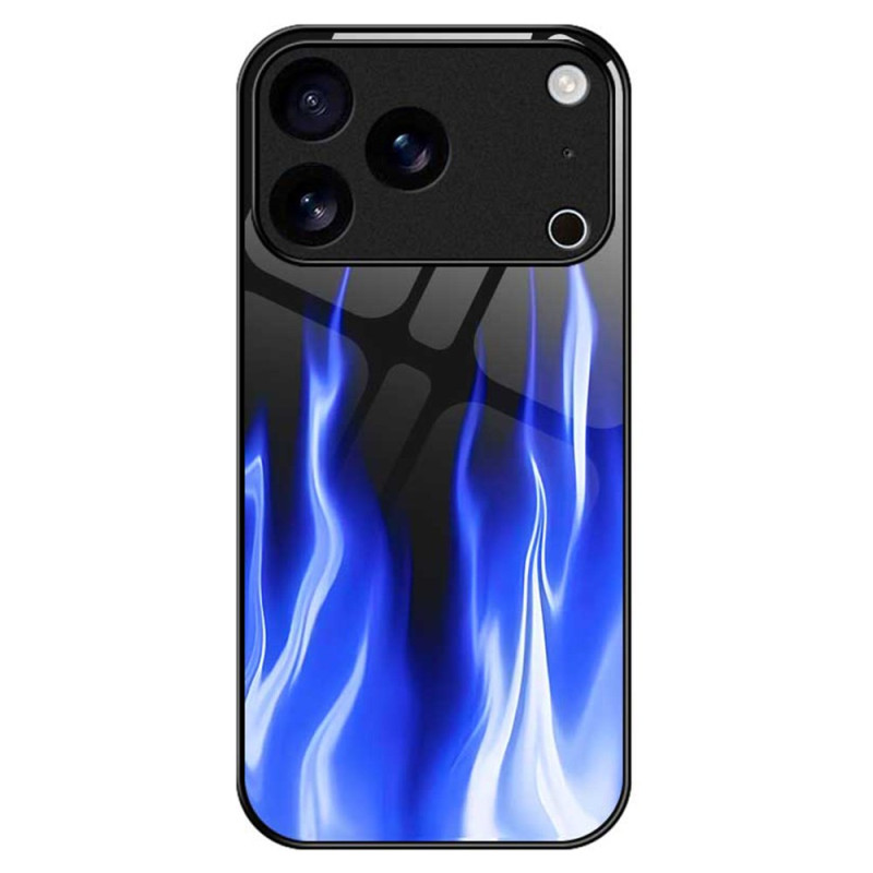 Hoesje iPhone 17 Pro Max Getemperd Glas Blauw Vlammen