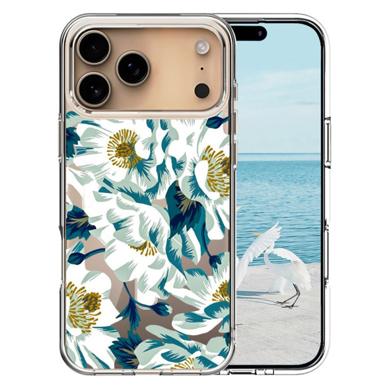 iPhone 17 Pro Max Compatibel Hoesje MagSafe Wit Bloemen