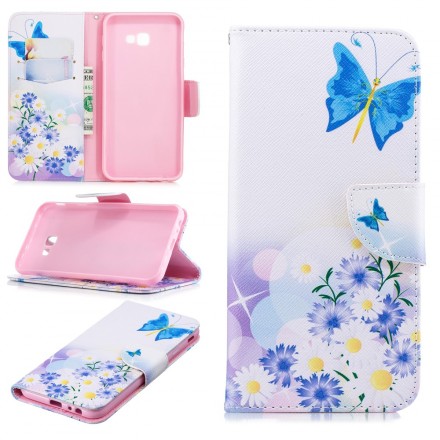 Samsung Galaxy J4 Plus Hoesje Beschilderde Vlinders en Bloemen