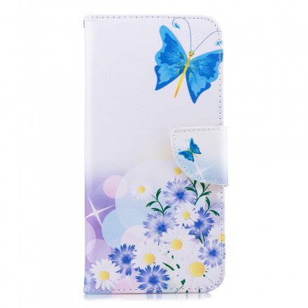 Samsung Galaxy J4 Plus Hoesje Beschilderde Vlinders en Bloemen