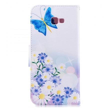 Samsung Galaxy J4 Plus Hoesje Beschilderde Vlinders en Bloemen