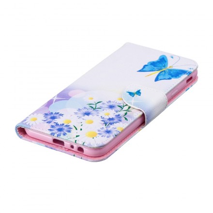 Samsung Galaxy J4 Plus Hoesje Beschilderde Vlinders en Bloemen