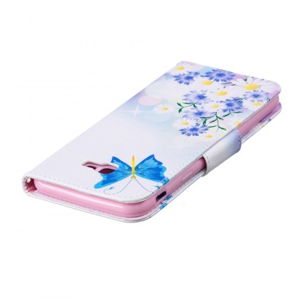 Samsung Galaxy J4 Plus Hoesje Beschilderde Vlinders en Bloemen