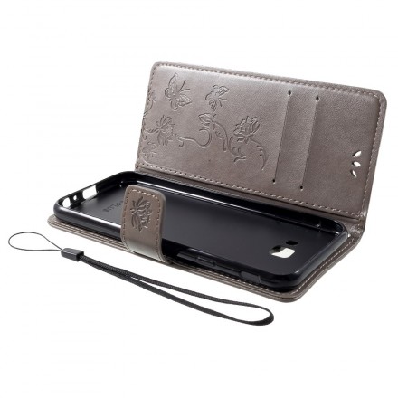 Samsung Galaxy J4 Plus Hoesje Vlinders en Aziatische Bloemen