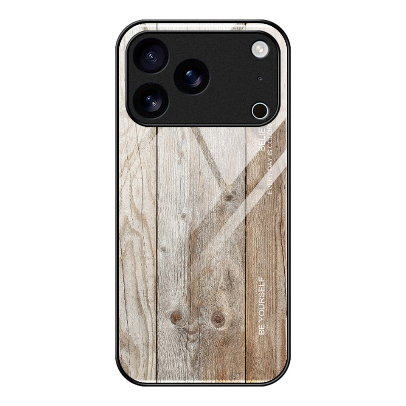 iPhone 17 Pro Max Hout Effect Gehard Glas Hoesje