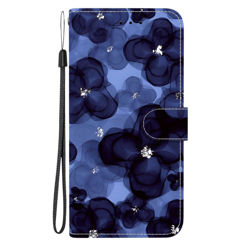 Housse Motorola Moto G86 5G Fleurs Bleues et Noires