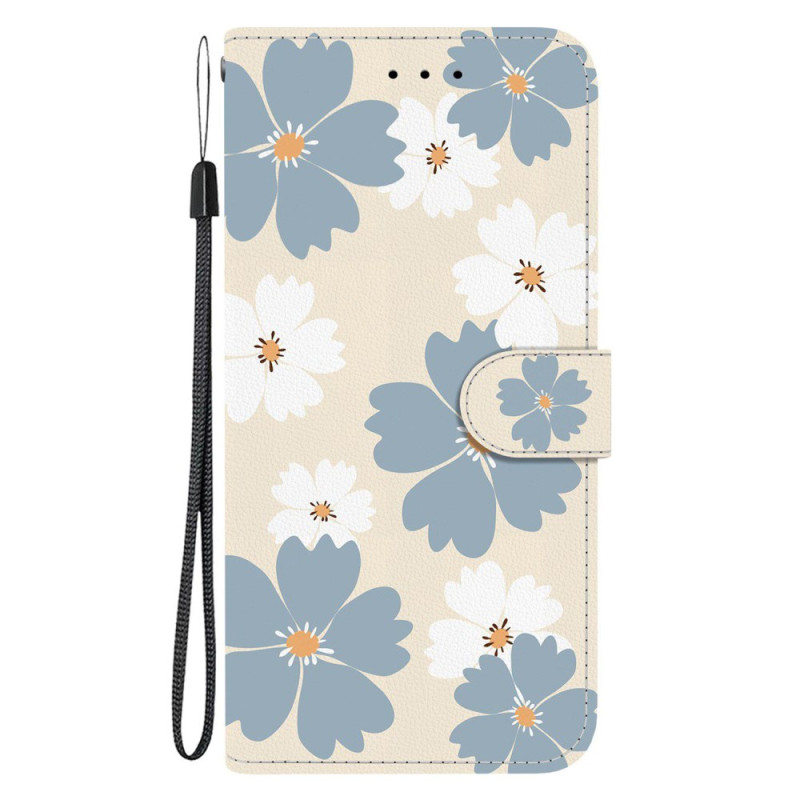 Housse Moto G86 5G Fleurs Grises et Blanches