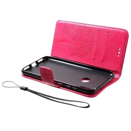 Hoesje Huawei Y7 2019 Boom en Uilen met riem