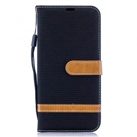 Samsung Galaxy A50 stof en leer effect case met riem