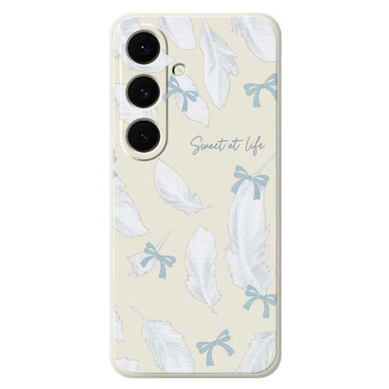Samsung Galaxy S25 FE Siliconen hoesje met witte veren