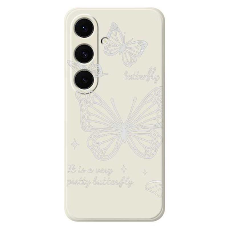 Samsung Galaxy S25 FE Silicone Hoesje Vlinder Wit