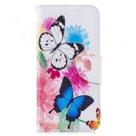 Xiaomi Redmi Note 7 Hoesje Beschilderde Vlinders en Bloemen